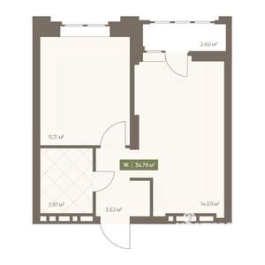 1-к квартира, вторичка, 35м2, 9/16 этаж