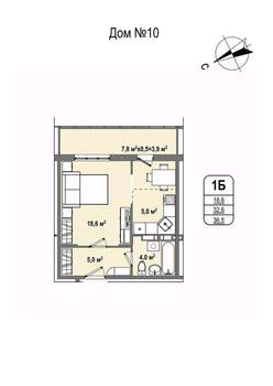 1-к квартира, строящийся дом, 37м2, 9/16 этаж