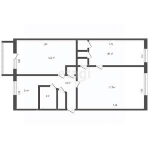 3-к квартира, вторичка, 62м2, 5/5 этаж