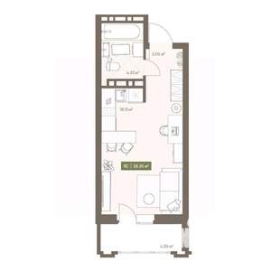 Студия квартира, вторичка, 28м2, 3/16 этаж