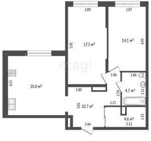 2-к квартира, вторичка, 72м2, 1/13 этаж