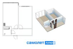 Студия квартира, сданный дом, 46м2, 5/7 этаж