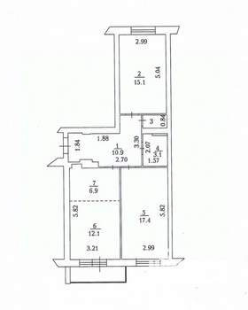 3-к квартира, вторичка, 67м2, 6/16 этаж