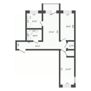 3-к квартира, вторичка, 58м2, 5/5 этаж
