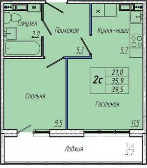 Студия квартира, вторичка, 40м2, 2/17 этаж