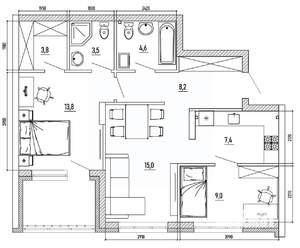3-к квартира, вторичка, 74м2, 2/8 этаж