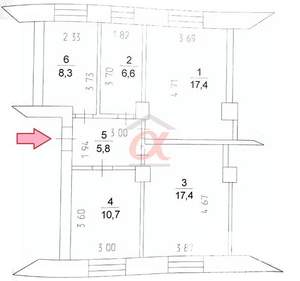 3-к квартира, вторичка, 67м2, 1/4 этаж