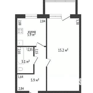1-к квартира, вторичка, 29м2, 1/3 этаж