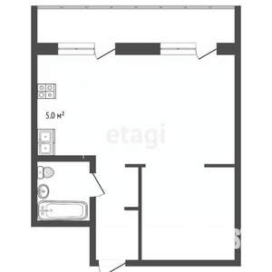 1-к квартира, вторичка, 42м2, 1/10 этаж