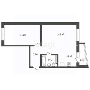 2-к квартира, вторичка, 55м2, 5/19 этаж