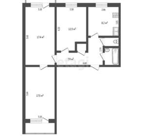 3-к квартира, вторичка, 68м2, 5/5 этаж