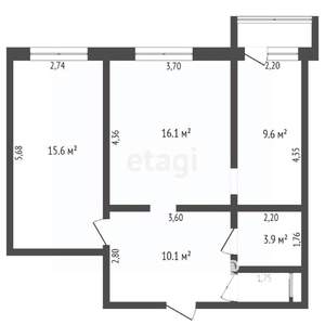 2-к квартира, вторичка, 58м2, 10/10 этаж