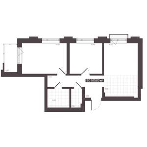 3-к квартира, строящийся дом, 61м2, 12/16 этаж
