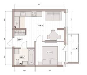 Студия квартира, вторичка, 35м2, 9/15 этаж