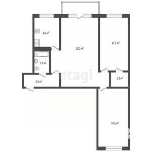 3-к квартира, вторичка, 58м2, 4/5 этаж