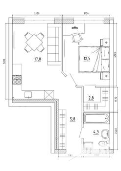 2-к квартира, вторичка, 44м2, 3/8 этаж