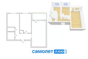 2-к квартира, вторичка, 43м2, 1/10 этаж