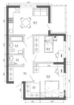 3-к квартира, вторичка, 70м2, 7/15 этаж