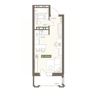 Студия квартира, вторичка, 28м2, 8/16 этаж