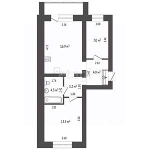 3-к квартира, вторичка, 50м2, 1/5 этаж
