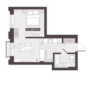 1-к квартира, вторичка, 36м2, 2/16 этаж