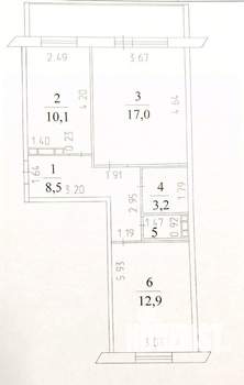 2-к квартира, вторичка, 53м2, 10/10 этаж