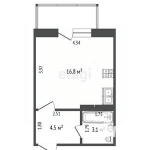 Студия квартира, вторичка, 24м2, 9/9 этаж