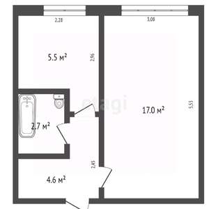 1-к квартира, вторичка, 30м2, 1/5 этаж