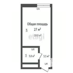 Студия квартира, вторичка, 27м2, 2/16 этаж