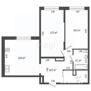 2-к квартира, вторичка, 72м2, 1/13 этаж