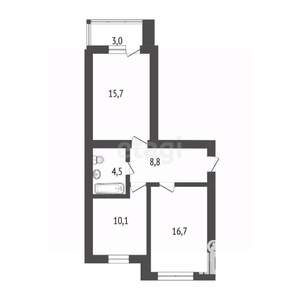 2-к квартира, вторичка, 56м2, 4/12 этаж