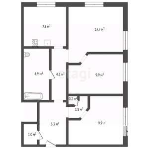3-к квартира, вторичка, 59м2, 1/2 этаж