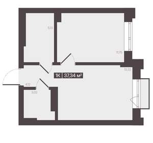 1-к квартира, вторичка, 37м2, 3/16 этаж