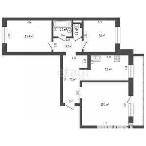 3-к квартира, вторичка, 57м2, 9/9 этаж