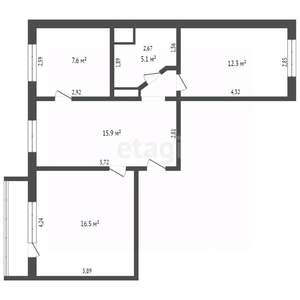3-к квартира, вторичка, 58м2, 2/10 этаж