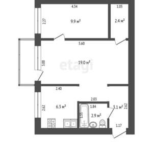 2-к квартира, вторичка, 44м2, 4/4 этаж