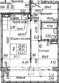 2-к квартира, вторичка, 42м2, 2/10 этаж
