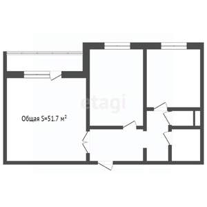 2-к квартира, вторичка, 52м2, 9/9 этаж