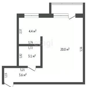 Студия квартира, вторичка, 31м2, 5/5 этаж