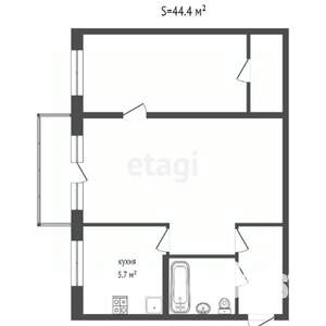 2-к квартира, вторичка, 44м2, 4/5 этаж