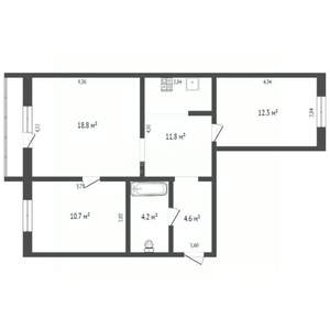 3-к квартира, вторичка, 62м2, 6/10 этаж