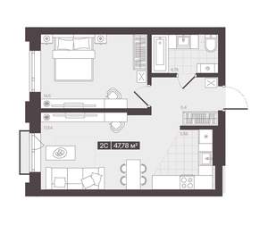 2-к квартира, вторичка, 48м2, 12/16 этаж
