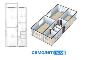 3-к квартира, вторичка, 60м2, 4/5 этаж