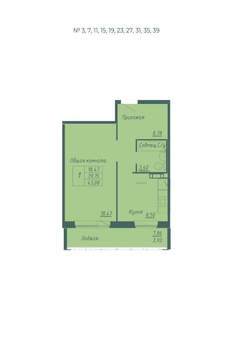 1-к квартира, вторичка, 43м2, 7/10 этаж