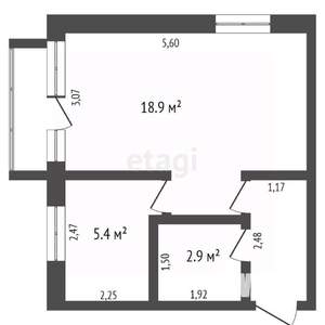 1-к квартира, вторичка, 31м2, 3/5 этаж