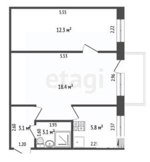 2-к квартира, вторичка, 45м2, 3/5 этаж