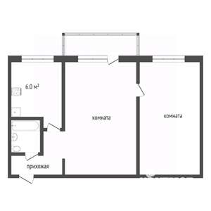 2-к квартира, вторичка, 44м2, 3/5 этаж