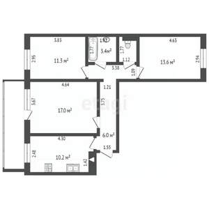 3-к квартира, вторичка, 67м2, 7/9 этаж