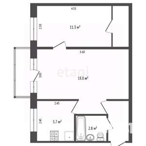 2-к квартира, вторичка, 44м2, 3/5 этаж