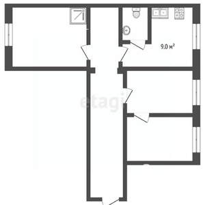 3-к квартира, вторичка, 69м2, 1/10 этаж